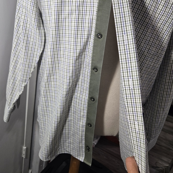 Paul Fredrick non-iron two-ply cotton pinpoint Long Sleeve Shirt Slim Fit - Picture 3 of 5